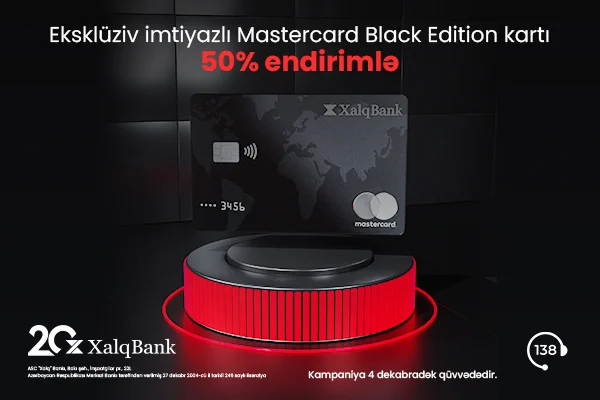 Xalq Bankdan MasterCard Black Edition kartına 50% endirim