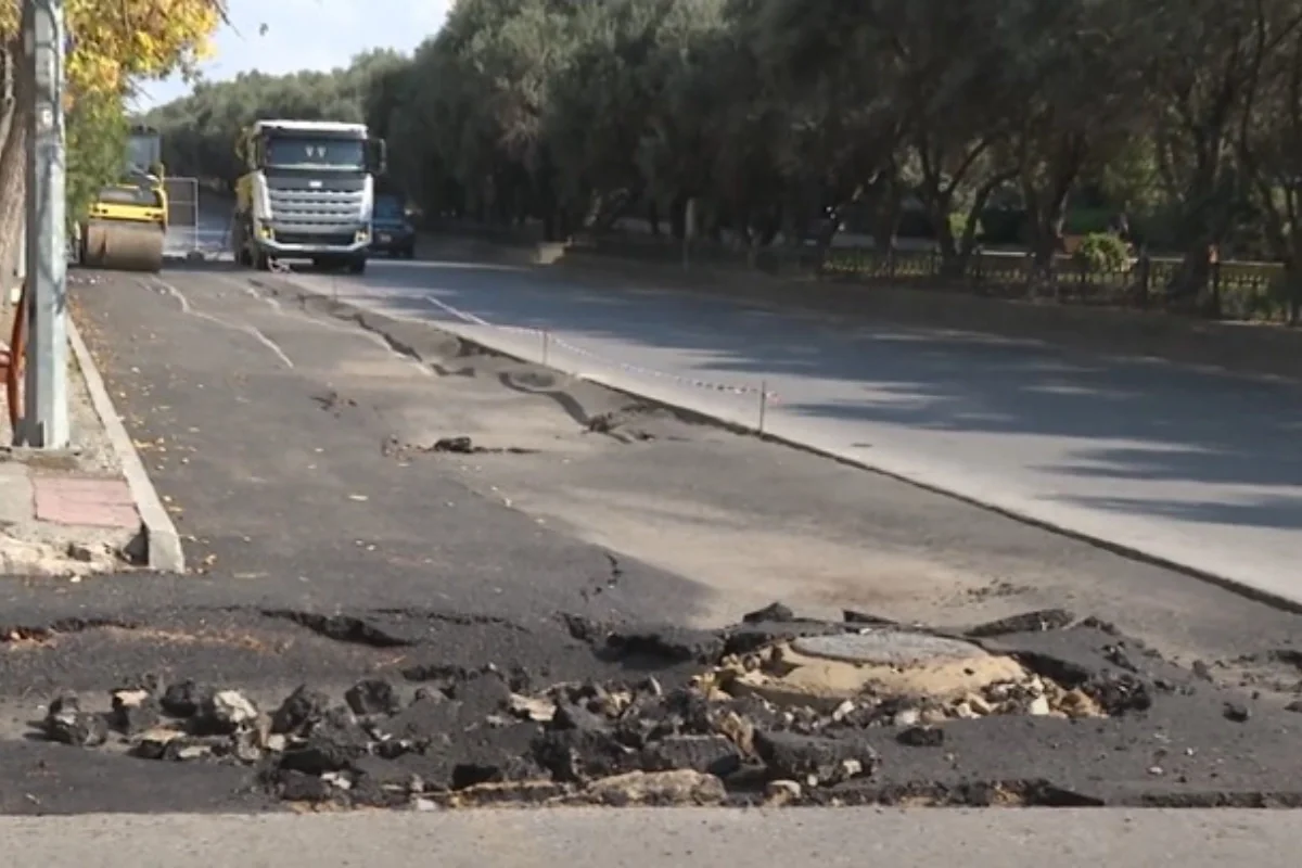 Azərbaycanda avtomobil yolu ÇÖKDÜ FOTO