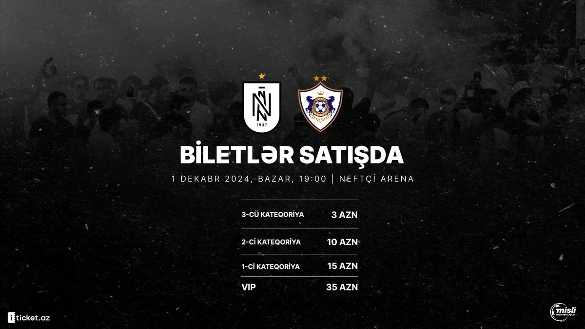 “Qarabağ” “Neftçi”: biletlər satışda