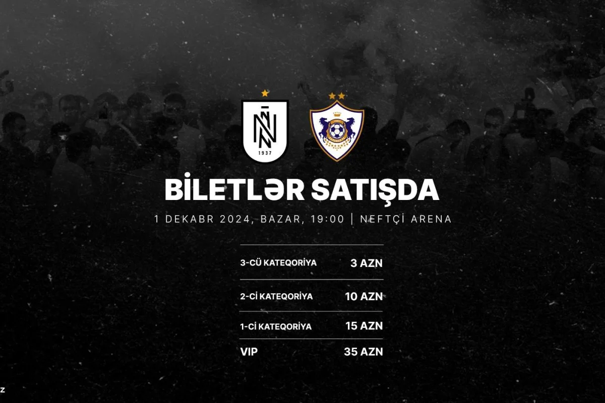 “Neftçi” “Qarabağ” matçının biletləri satışa çıxarıldı