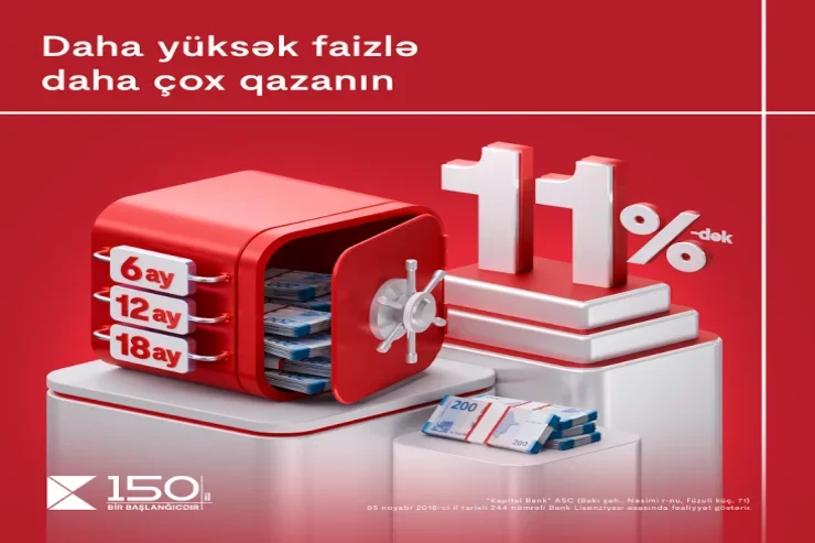 Yeni ilə yüksək gəlirlə: Kapital Bank depozit faizlərini 11 faizə qaldırdı