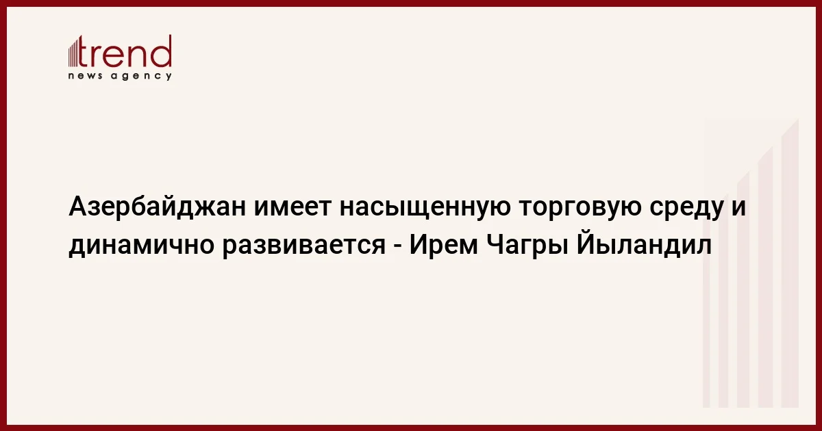 Азербайджан имеет насыщенную торговую среду и динамично развивается Ирем Чагры Йыландил