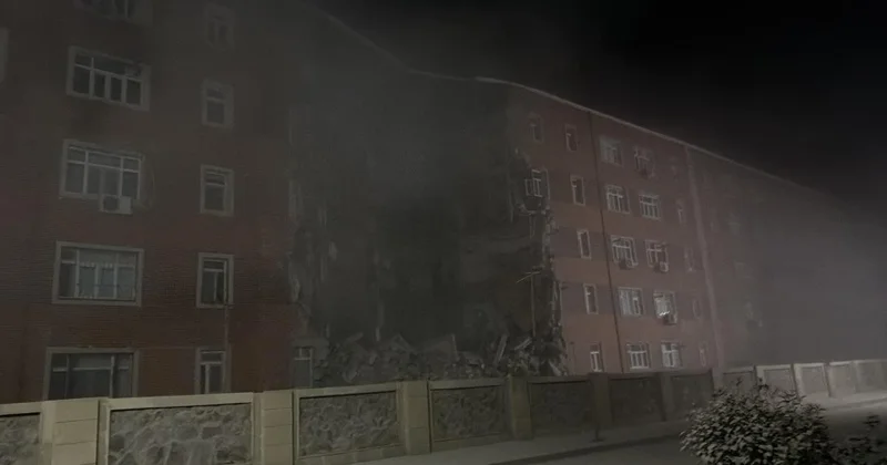 Goranboyda qəzalı binanın bloku ÇÖKDÜ FOTO/VİDEO