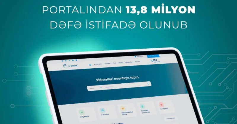 “e sosial” internet portalından 13,8 milyon dəfə istifadə olunub