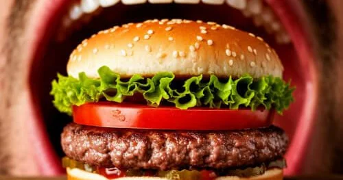 Hamburgeri bütöv udan kişi xəstəxanaya düşdü