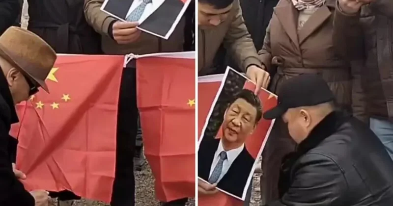 В Казахстане на участников акции с сожжением китайского флага и портрета Си завели уголовное дело