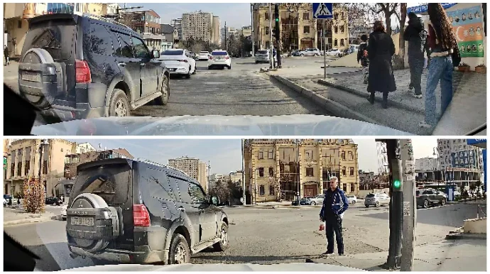 Zolağı düz seçməyən sürücü son anda manevr edib qəza təhlükəsi yaratdı VİDEO