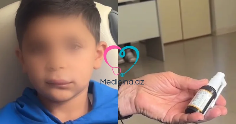 Boğaz spreyindən sonra uşağın üzü dəhşətli hala düşdü VİDEO