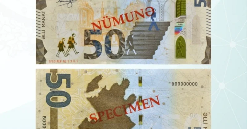 Yenilənmiş 50 manatlıq əsginaslar dövriyyəyə buraxıldı