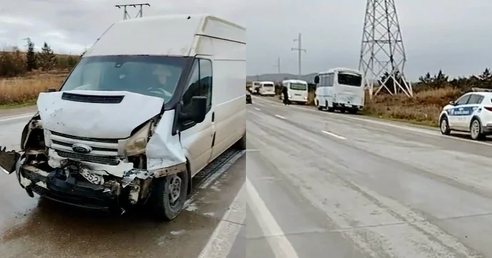 Siyəzəndə qəza: Yük maşınıyla avtobus toqquşdu VİDEO