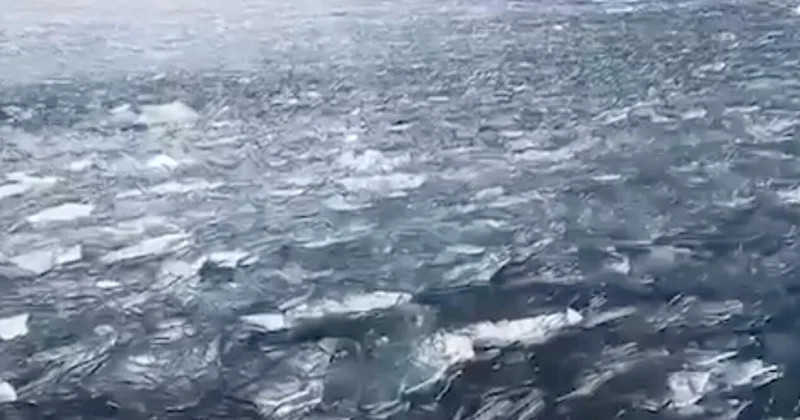 Редкое природное явление в Китае ледяные волны на ВИДЕО