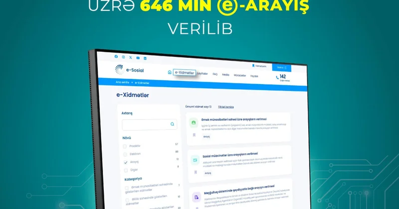 On bir ayda sosial sahə üzrə 646 min elektron arayış verilib