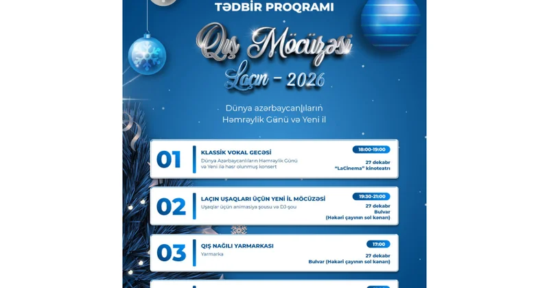 Laçında “Qış möcüzəsi Laçın 2026” adlı silsilə bayram tədbirləri keçiriləcək