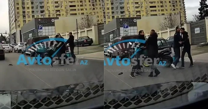 Bakıda motokuryerlər yumruq davasına çıxdı “Sənin ağzını cıraram” VİDEO