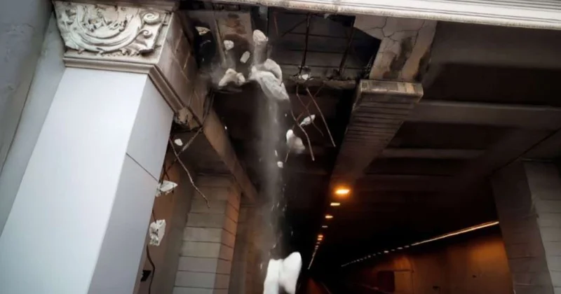 Tuneldən qopan daşlar avtomobilə ziyan vurub VİDEO