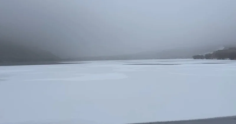 Arpaçay su anbarının səthi dondu FOTO KONKRET