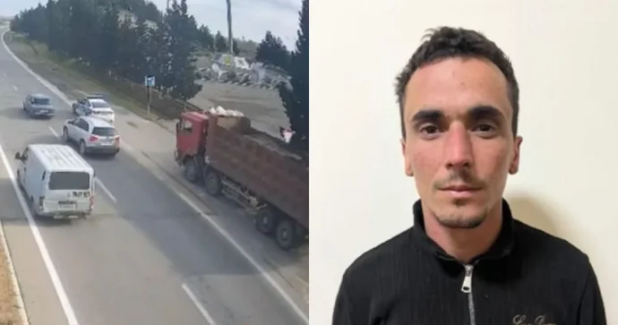 Narkoman sürücü yük maşını ilə təhlükəli şou göstərdi DYP görüntüləri yaydı VİDEO