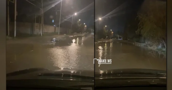 Bakıda su xəttində QƏZA İçməli su küçəyə axdı
