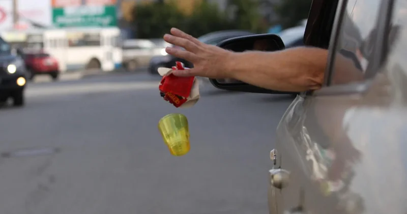 В Баку арестовали выбросившего мусор из автомобиля мужчину