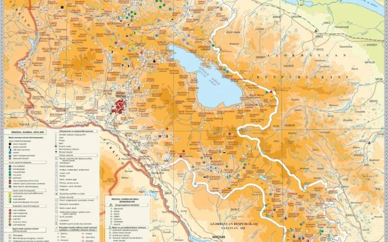 Ermənistanın mineral xammal xəritəsində Qərbi Azərbaycan toponimlərindən istifadə edilib