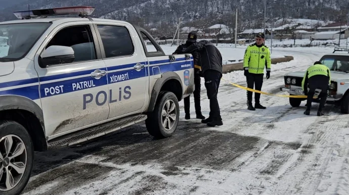 Şəki polisi hava şəraiti ilə əlaqədar zəruri tədbirlər görür FOTO VİDEO