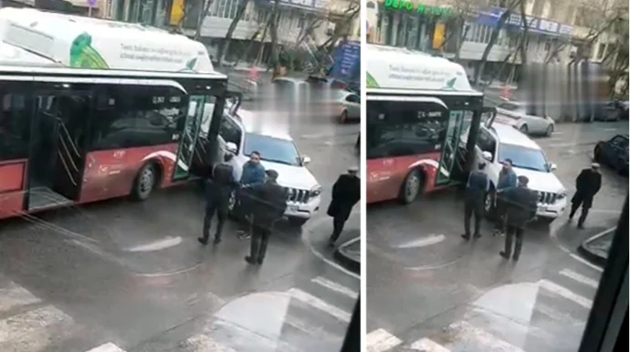 BakuBus a məxsus avtobus “Prado” ilə toqquşdu VİDEO