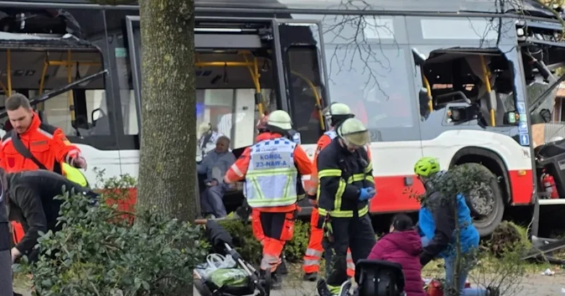Hamburqda avtobus ağaca çırpılıb, 17 sərnişin xəsarət alıb