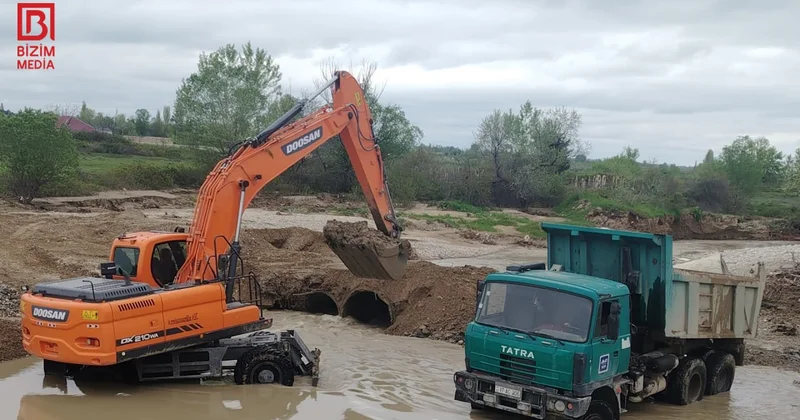 Şabranda selin dağıtdığı 11 körpü bərpa edilir FOTO/VİDEO