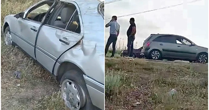 Ağcabədidə yoldan çıxan “Mercedes” dərəyə düşdü VİDEO