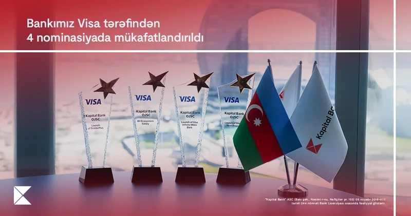 Kapital Bank Visa şirkəti tərəfindən 4 mükafata layiq görülüb