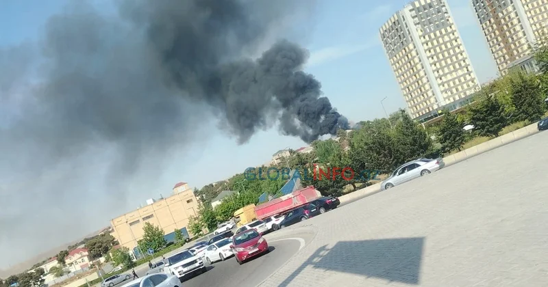 Bakıda yanğın var FOTO