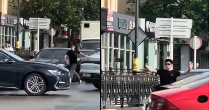 Bakıda işıqfor işləməyən küçədə yol hərəkətini tənzimləyən vətəndaş VİDEO
