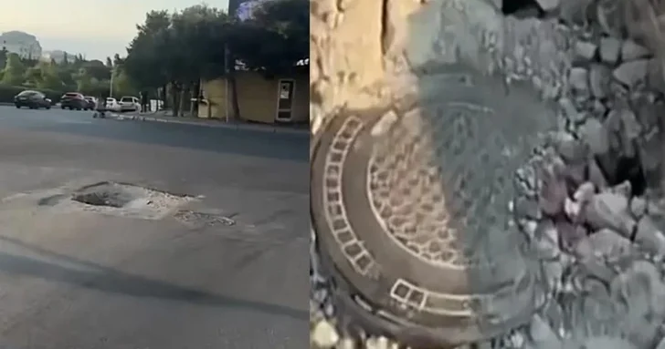 Просел асфальт, а знаков нет: в Баку водители пожаловались на опасный участок дороги