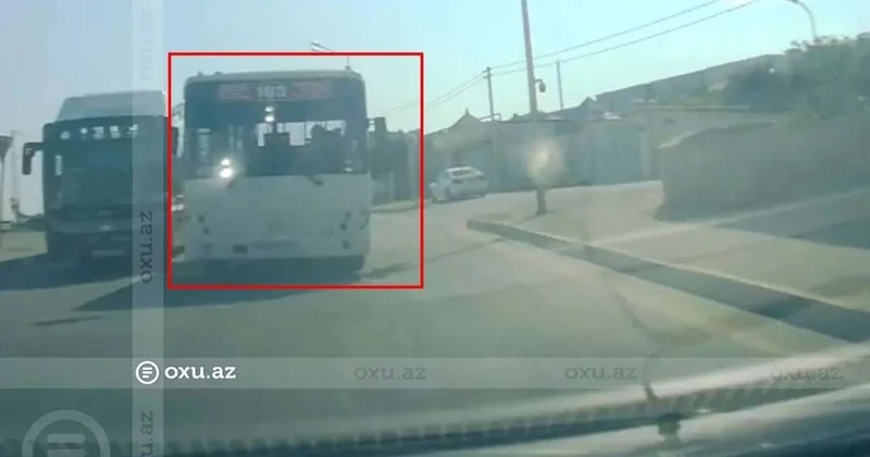 Əks zolağa çıxan sərnişin avtobusu qəza vəziyyəti yaratdı ANBAAN VİDEO