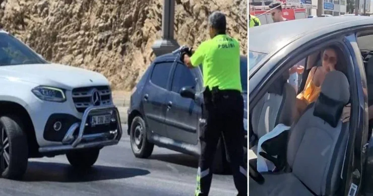 İbrahim Tatlısesin qızı polisin üstünə maşın sürdü, atəş açıldı VİDEO