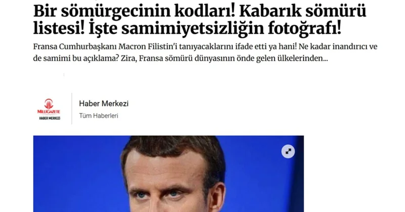 Makronun məqsədi xalqlara dəstək yox, yeni müstəmləkəçilikdir Türkiyə mediası