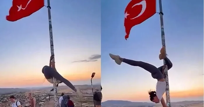 Bayraq dirəyinə dırmaşıb rəqs etdi, araşdırma başladıldı VİDEO