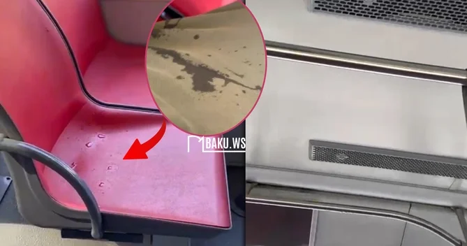 BakuBus da daha bir PROBLEM: Sərnişinin üzərinə su axıb