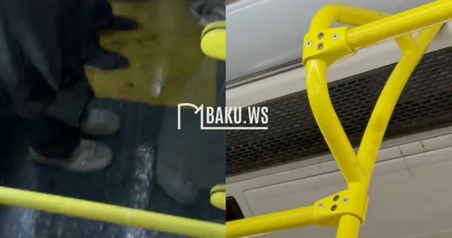 9 nömrəli avtobusda sərnişinlərin üzərinə çirkli su axıb