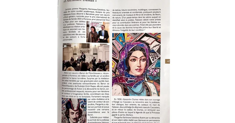 Rəssam Marqarita Kərimova Sokolova: Natəvanın portreti Fransa Akademik Cəmiyyətinin nəşrində dərc olunub