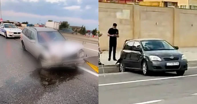 Bakı Ələt yolunda “Mercedes” və “Toyota” toqquşdu VİDEO