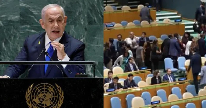 BMT də gərgin anlar: Netanyahu danışarkən zal boşaldı