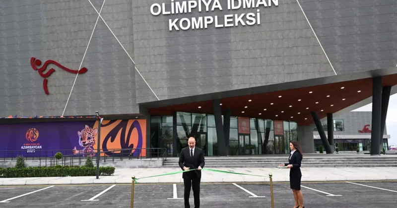 Алиев на открытии Евлахского Олимпийского спортивного комплекса ФОТО