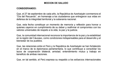 Peru Konqresi Anım Günü ilə bağlı bəyanat qəbul edib