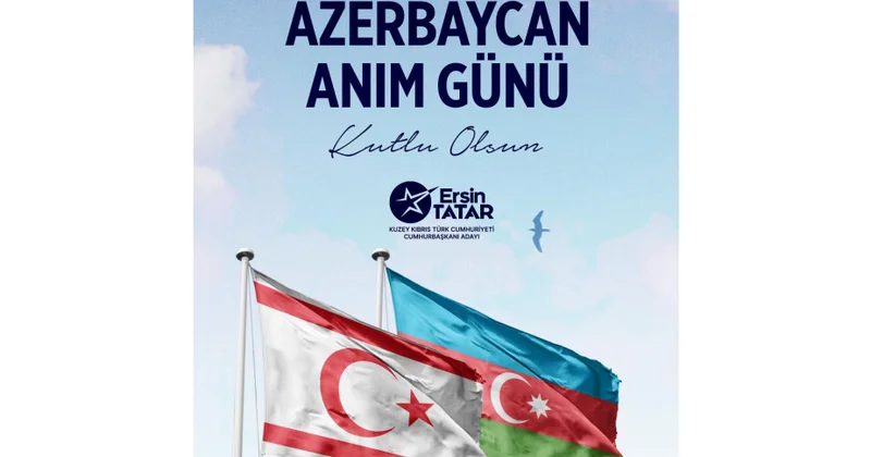 Ersin Tatar: Azərbaycan şəhidlərinin xatirəsini ehtiramla yad edirəm, qazilərə cansağlığı və uzun ömür arzulayıram