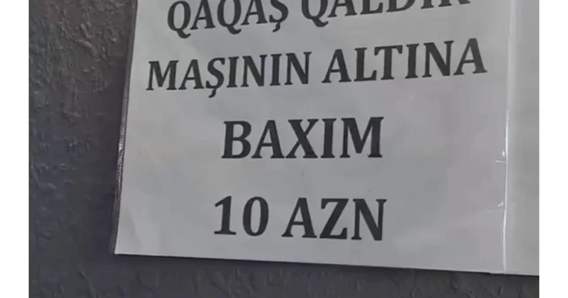 Maşın təmiri sexində divara vurulan elanlar gülüş doğurdu (Video)