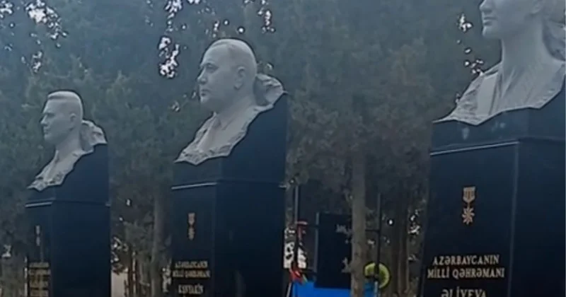 Rusiyanın vurduğu təyyarə nəticəsində həlak olan üç ekipaj üzvünə büst qoyulub FOTO