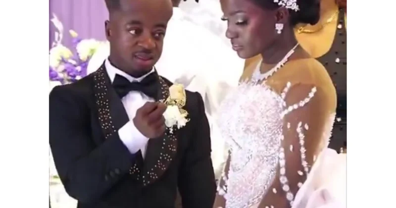 Bəyi ilk dəfə toyda görən gəlinin üz ifadəsi diqqət çəkdi (Video)