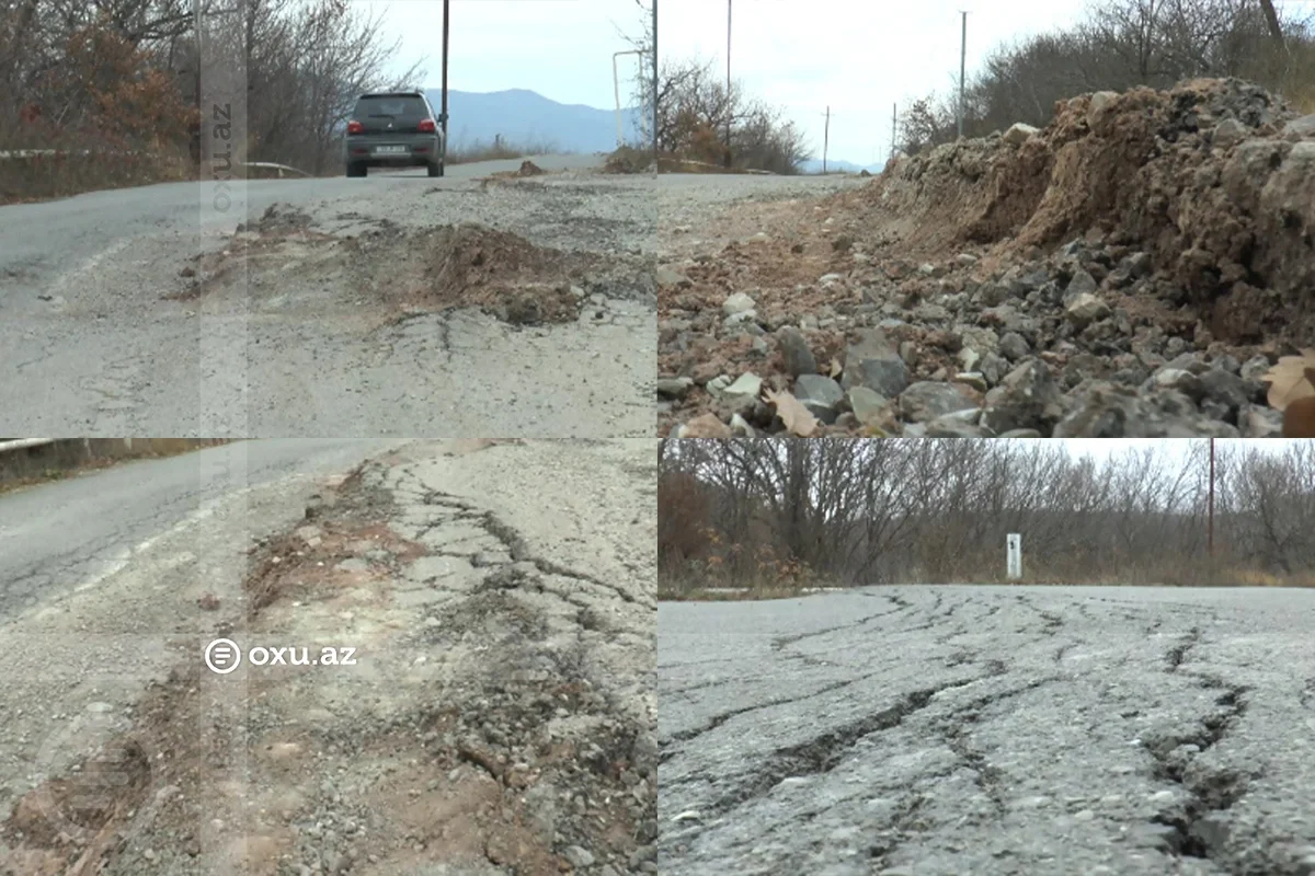 Şamaxıda çökən yolun düzəlməsi günəşli günlərə qaldı