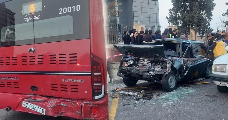 В Гяндже произошло ДТП с участием маршрутного автобуса